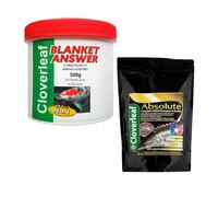 500g Cloverleaf Blanket Answer Koi Fish Pond Blanketweed Algae Treatment & Koi Sturgeon Sterlet Sinking Pellet Food - 250g Juvenile 2mm 54% Protein