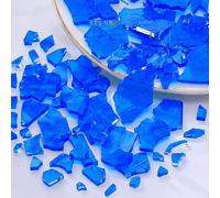 500g Colors Glass Ice Crack Fragments for Crafts Tempered Colorful Irregular Transparent for DIY Crafts Art Deco Light Shadow Artwork-Blue