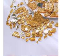 500g Colors Glass Ice Crack Fragments for Crafts Tempered Colorful Irregular Transparent for DIY Crafts Art Deco Light Shadow Artwork-Gold