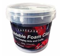 500g Cosplay Foam Clay,Lightweight Sculpting Foam, Air Dry Clay for Cosplay and Costumes,Moldable Foam Clay for Intricate Designs, Cutting or Rotary Tool, Sanding or Shaping (Black)