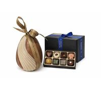 500g Extra Large Luxury Milk Chocolate Elegant Easter Egg a White Chocolate Swirl and 9 Handmade Chocolate Truffles