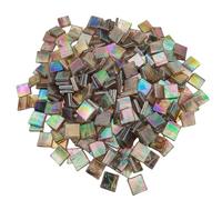 500g Ice Jade Mosaic Tiles, 1.5CM Square Glass Mosaic Pieces for Art Crafts,250PCS Easy Cut Painting Glass Tiles Puzzle Material Cut Handmade (Iridescent Deep Khaki)