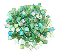 500g Ice Jade Mosaic Tiles, 1.5CM Square Glass Mosaic Pieces for Art Crafts,250PCS Easy Cut Painting Glass Tiles Puzzle Material Cut Handmade (Iridescent Mint Green)