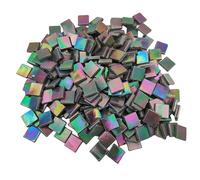 500g Ice Jade Mosaic Tiles, 1.5CM Square Glass Mosaic Pieces for Art Crafts,250PCS Easy Cut Painting Glass Tiles Puzzle Material Cut Handmade (Iridescent Purple)