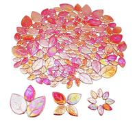 500g Iridescent Leaves Ceramic Mosaic Tiles for Crafts, Mixed Sizes Stained Leaf Porcelain Mosaic Pieces for DIY Mosaic Projects, Home and Outdoor Decor (Red)