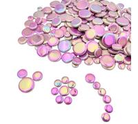 500g Iridescent Round Ceramic Mosaic Tiles,Mixed 4 Size Circle Mosaic Pieces for Flowerpots, Vases, Cups, Garden and Home Decor DIY Making Supplies (Purple)