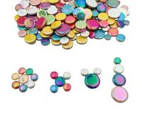 500g Iridescent Round Ceramic Mosaic Tiles,Mixed 4 Size Circle Mosaic Pieces for Flowerpots, Vases, Cups, Garden and Home Decor DIY Making Supplies (Mix Color)