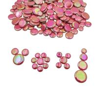 500g Iridescent Round Ceramic Mosaic Tiles,Mixed 4 Size Circle Mosaic Pieces for Flowerpots, Vases, Cups, Garden and Home Decor DIY Making Supplies (Red)