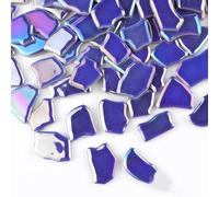 500g Irregular Ceramics Mosaic Tiles, 2-4CM Mosaic Pieces Stones for DIY Mosaic Making Craft Hobby Arts Home Wall Decoration (Iridescent Navy Blue)