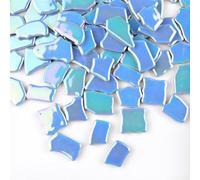 500g Irregular Ceramics Mosaic Tiles, 2-4CM Mosaic Pieces Stones for DIY Mosaic Making Craft Hobby Arts Home Wall Decoration (Iridescent Sky Blue)
