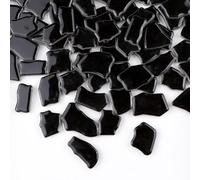 500g Irregular Ceramics Mosaic Tiles, 2-4cm Mosaic Pieces Stones for DIY Mosaic Making Craft Hobby Arts Home Wall Decoration (Black)