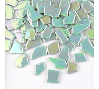 500g Irregular Ceramics Mosaic Tiles, 2-4CM Mosaic Pieces Stones for DIY Mosaic Making Craft Hobby Arts Home Wall Decoration (Iridescent Light Green)