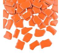 500g Irregular Ceramics Mosaic Tiles, 2-4CM Mosaic Pieces Stones for DIY Mosaic Making Craft Hobby Arts Home Wall Decoration (Tangerine)