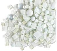 500g Irregular Crystal Mosaic Tiles,Small Particle Color Decal Crystal Glass Tile DIY Hobbies Children Handmade Crystal Craft for DIY Handmade Decorative Materials (White Series)