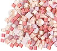 500g Irregular Crystal Mosaic Tiles,Small Particle Color Decal Crystal Glass Tile DIY Hobbies Children Handmade Crystal Craft for DIY Handmade Decorative Materials (Sakura Pink Series)