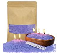 500g Lavender Scented Pearled Candle Sand and 20PCS Wicks Candle Wax for Candle Making Long Lasting Pearl Powder Snow Wax for Wedding Decor, Thank You Gifts, Christmas