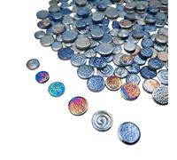 500g Mixed 3 Size Random Round Ceramic Iridescent Mosaic Tiles,Making Creative Ceramic Mosaic Tiles for DIY Craft Plates Flowerpots Vases Cups Handmade Home Decor (Rainbow Blue)