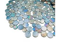 500g Mixed 3 Size Random Round Ceramic Iridescent Mosaic Tiles,Making Creative Ceramic Mosaic Tiles for DIY Craft Plates Flowerpots Vases Cups Handmade Home Decor (Rainbow Sky Blue)