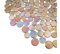500g Mixed 3 Size Random Round Ceramic Iridescent Mosaic Tiles,Making Creative Ceramic Mosaic Tiles for DIY Craft Plates Flowerpots Vases Cups Handmade Home Decor (Rainbow Apricot)