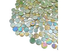 500g Mixed 3 Size Random Round Ceramic Iridescent Mosaic Tiles,Making Creative Ceramic Mosaic Tiles for DIY Craft Plates Flowerpots Vases Cups Handmade Home Decor (Raibbow Light Green)