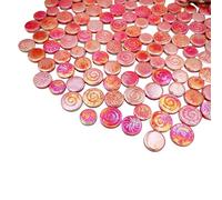 500g Mixed 3 Size Random Round Ceramic Iridescent Mosaic Tiles,Making Creative Ceramic Mosaic Tiles for DIY Craft Plates Flowerpots Vases Cups Handmade Home Decor (Rainbow Red)
