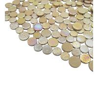 500g Mixed 3 Size Random Round Ceramic Iridescent Mosaic Tiles,Making Creative Ceramic Mosaic Tiles for DIY Craft Plates Flowerpots Vases Cups Handmade Home Decor (Rainbow Yellow)