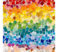 500g Mosaic Tiles for Crafts, Glue Down Irregular Tiny Mosaic Glass Pieces, Colourful Craft Supplies for Handmade DIY Art Projects, Bathroom Home Decoration, Photo Frame,Vase,Mirrors (Multi-Full Mix)