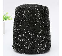 500g Paillette Yarn Sequins Wool Needle Natural Beads Lace Tie A Knot Yarn for Hand Knitting Crochet Thread Line Sweater(504 Black Silver)