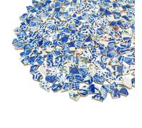 500g Porcelain and White Small Ceramic Mosaic Tiles,1-2 CM Broken Irregular Mosaic Tiles for DIY Craft,Floor,Kitchen,Pool, Flower Pots Home and Outdoor Deco (Porcelain Mix Color)