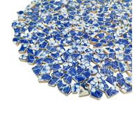 500g Porcelain and White Small Ceramic Mosaic Tiles,1-2 CM Broken Irregular Mosaic Tiles for DIY Craft,Floor,Kitchen,Pool, Flower Pots Home and Outdoor Deco (Porcelain 02)