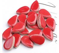 500g Raindrops Ceramics Mosaic Tiles for DIY Crafts Home Decoration, 1.2 x 1.9 cm DIY Mosaic Tile Kits for Craft Plates Flowerpots Vases Cups Mosaic Making Supplies Art Projects (Red)