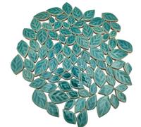 500g Random 3 Size Leaves Ceramics Mosaic Tiles,Making Creative Ceramic Mosaic Pieces for DIY Craft,Flowerpots, Vases, Cups, Garden Decor Mosaic Making Supplies (Ice Cracked Green)