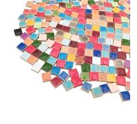 500g Random Ceramics Mosaic Tiles,DIY Making Creative Ceramic Mosaic Tiles for DIY Craft Plates Flowerpots Vases Cups Mosaic Making Supplies (1.2CM Square)