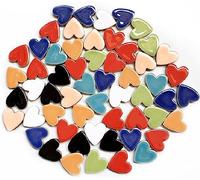 500g Random Ceramics Mosaic Tiles,DIY Making Creative Ceramic Mosaic Tiles for DIY Craft Plates Flowerpots Vases Cups Mosaic Making Supplies (Heart)