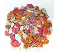 500g Random Iridescent Leaves Ceramics Mosaic Tiles,Making Creative 3 Size Ceramic Mosaic Pieces for DIY Craft,Flowerpots, Vases, Cups, Garden Decor Mosaic Making Supplies (Orange 1)
