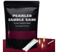 500g Rose Scented Pearled Candle Sand and 20PCS Wicks Candle Wax for Candle Making Long Lasting Pearl Powder to Make Your Own Sand Gift,Refillable Set with 20 Wicks for Home Wedding Party