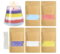 500g Scented Pearled Candle Sand with Wicks,Sand Wax Granules, Refillable Pearl Candles Sands with 25Pcs Wicks, Long Lasting Pearl Powder Snow Wax for DIY Making Birthday Weddings,Partie（5 Color)