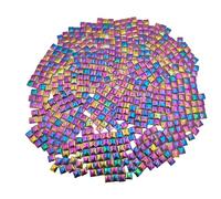500g Square Ceramic Mosaic Tiles, 500PCS 1 * 1CM Handmade Making Creative Micro Mosaic Pieces for Lovers DIY Mosaic Projects and Home Decorations (Iridescent Rainbow)