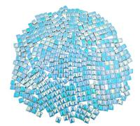 500g Square Ceramic Mosaic Tiles, 500PCS 1 * 1CM Handmade Making Creative Micro Mosaic Pieces for Lovers DIY Mosaic Projects and Home Decorations (Iridescent Sky Blue)