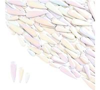 500g Water Drop Petal Leaves Ceramic Mosaic Tiles for DIY Crafts,Teardrop Shaped Ceramic Mosaic Pieces for Photo Frames,Cups,Flower Pots,Fish Tank,Vases,Make Stepping Stones (Iridescent White)