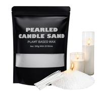 500g White Pearled Candle Sand and Wicks,Candle Beads Jasmine Fragrance Pearled for DIY Candles Making, Refillable Beaded Wax Non-Toxic Natural Customized for Home Decoration Wedding Party (White)