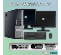 (500GB HDD, 22" Monitor) FULL DELL DUAL CORE Intel i3 Desktop Tower Computer PC 8GB RAM + Monitor + Windows 10
