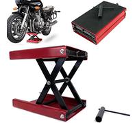 500Kg Steel Motorbike Repair Lift Jack Scissor Hoist Stand with Wide Deck Motorcycle Lift Table with Anti-Slip Rubber Pad, 3.6"-15" Height Adjustable Center Hoist Crank Stand for Motorcycles ATV