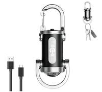 500LM Super Bright Mini Keychain Flashlight, USB-C Rechargeable Waterproof Torch High Lumens Pocket EDC Pocket LED Torch for Camping Hiking Emergency Power Outages Outdoor(Black)