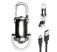 500LM Super Bright Mini Keychain Flashlight, Waterproof Rechargeable LED Keychain Torch High Lumens EDC Portable Pocket Flashlights Keyring Pendant for Emergency Hiking Camping Outdoor (Black)