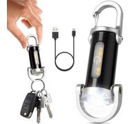 500LM Super Bright Mini Keychain Flashlight, Waterproof Ultra-Bright LED Rechargeable Mini Torch, Portable Rechargeable Pocket Flashlights Keychain Pendant for Emergency Power Hiking, Camping, Black
