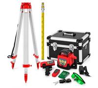 500m Self-Leveling Rotary Laser Level Kit with Tripod and 5m Staff | 360° rotating scan with self-levelling within 5°, plus laser goggles and carry bag for indoor and outdoor measuring.