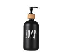 500ml 16.9oz Black Glass Soap Dispenser with Bamboo Pump Refillable Bathroom Hand Soap Dispenser Dish Soap Bottle Luxury Kitchen Bath Decor