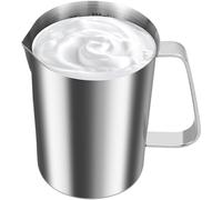 500ML/17 OZ Milk Frothing Pitcher Stainless Steel Milk Pitcher Cup Milk Jug with Handle Large Mouth Metal Milk Frother Jug with Clear Marking for Cappuccino, Making Latte Coffee Art