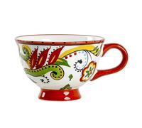 500ml/17oz Creative Home Pastoral Ceramic Mug American Personalized High Foot Breakfast Coffee Milk Cup-red
